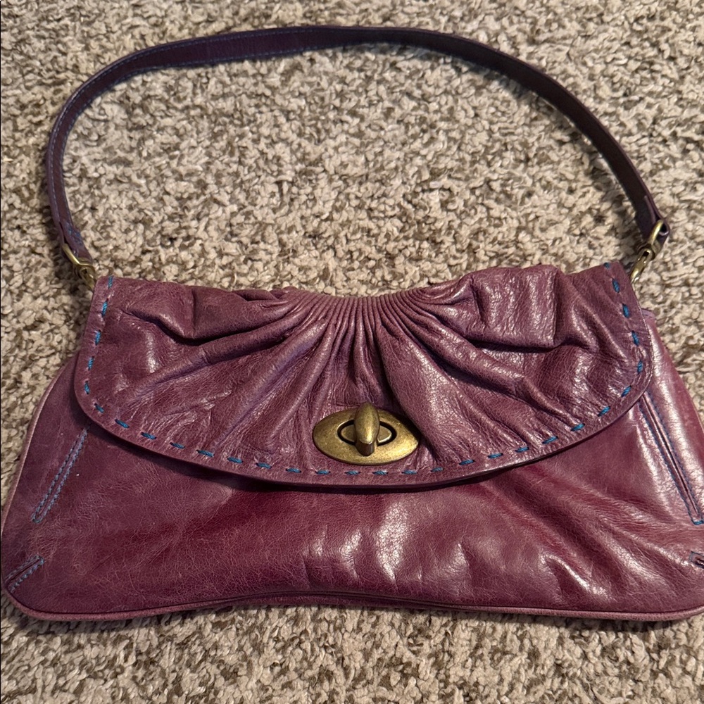 Elegant Purple Leather Shoulder Bag